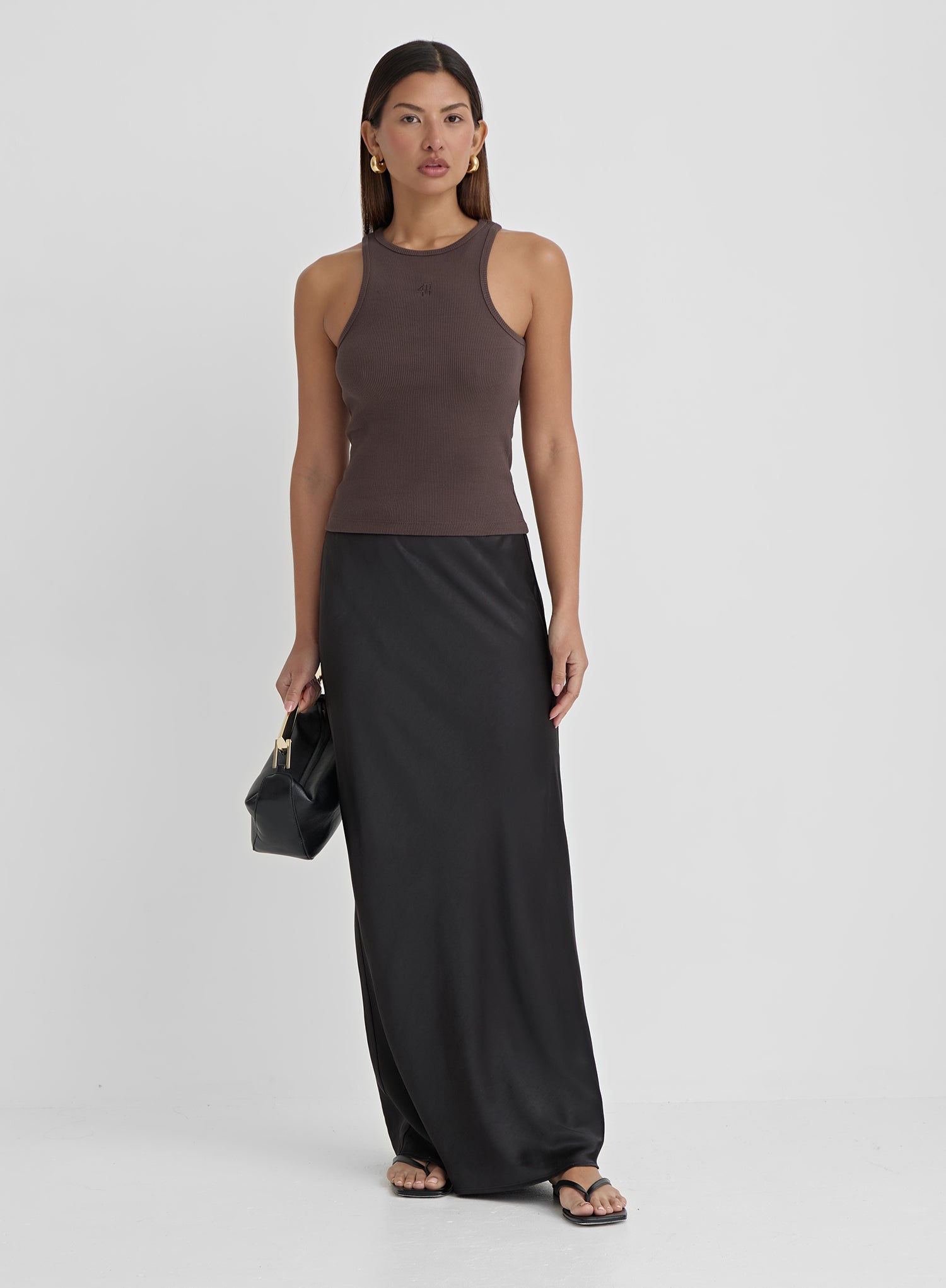 Chocolate Brown 4th Branded Racer Vest Top